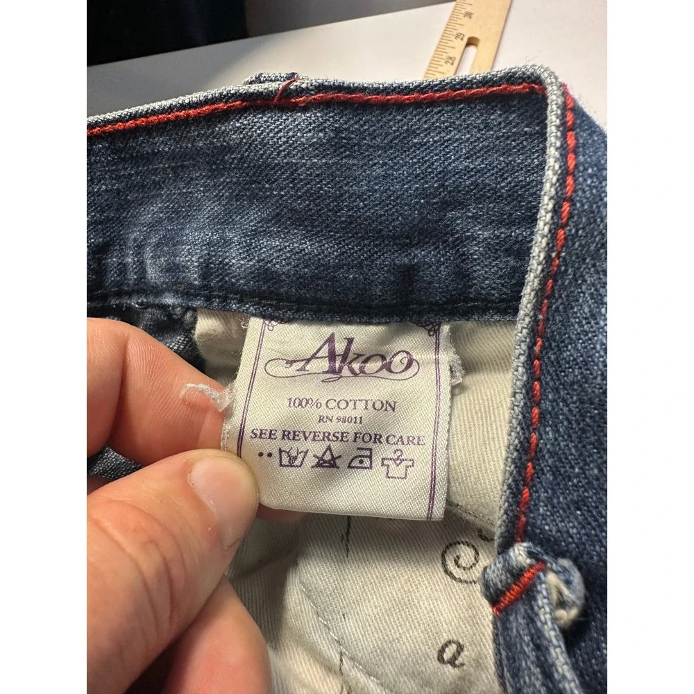 AKOO Jeans Men's Size‎ 42 Blue Denim Straight Leg RARE with Red Stitching